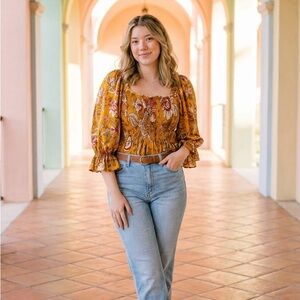 L'AGENCE Kendra High Rise Cropped Flare Light Blue Denim Jeans  NWT Retail $285